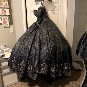 MORILEE by Madeline Gardner - Ombré Net Quinceañera Ballgown (Dark Blue)